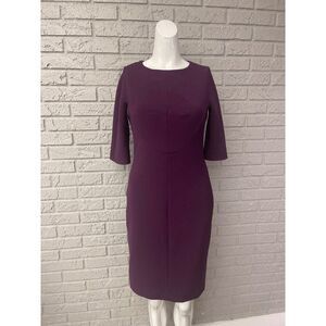Hobbs Women's Purple Elbow Length Sleeve Jeweled Neckline Sheath Dress Size 6
